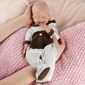🆕16 inch Sleeping Lifelike Full Silicone Anna Baby Doll with Closed Eyes Girl